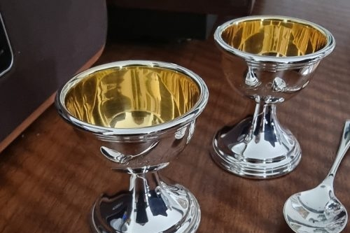 Sterling Silver Handmade Egg Cups and Spoons